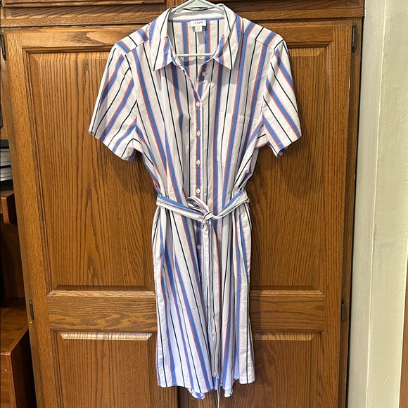J. Crew Belted Striped Shirt Dress - Picture 2 of 9